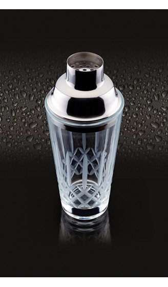 BarCraft Cocktail-Shaker aus Glas mit Eingeschnittenen Mustern und Edelstahlsieb Deluxe-Cocktail-Mixer 400 ml Inklusive Rezeptheft und Geschenkbox - B071G16LQQR