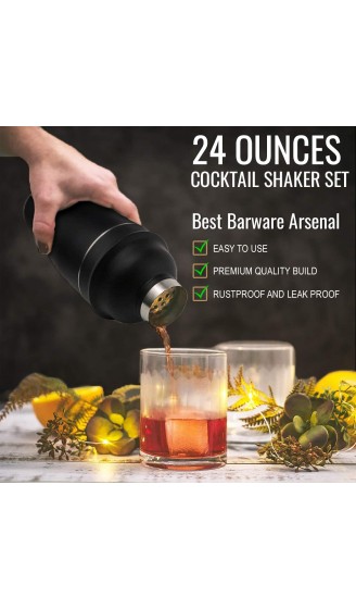 Cocktail-Shaker Set 24 oz Drink Mixer Shaker mit Zubehör Barkeeper-Kit Bar-Set inkl. Martinischaker Mojito Stößel Messbecher Rührlöffel Sieb 2 Ausgießer matt schwarz - B08TW6HJW9E