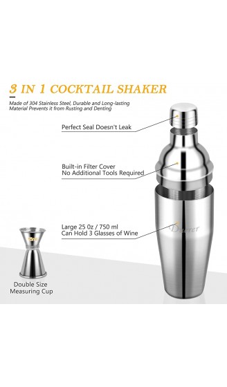 Duerer Barkeeper Kit mit Ständer 11-teiliges Cocktail-Shaker-Set mit stilvollem Bambusständer perfektem Home-Bar-Werkzeugset und professionellem Martini-Cocktail-Shaker-Set - B07ZFQKKM2H