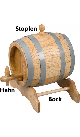 2X HOFMEISTER® 5 Liter Eichen-Fass für Wein Whisky & Schnaps traditionelle EU Handarbeit inkl. Anleitung Hahn Stopfen & Bock Wein-Fass kleines Holz-Fass 27,5 x 24 x 28 cm - B08BPJPJ5B8