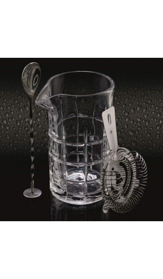 BARCRAFT Cocktail-Rührglas mit Rührlöffel und Sieb 3-teiliges Set Glas farblos 9.5 x 11 x 16.5 cm - B078HTF8381