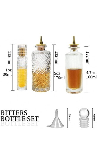 Bitter-Flaschen Set mit 3 Bitterflaschen aus Glas mit Armaturenbrett ideal für Cocktails Barkeeper BLPW0001 - B08GX97KH57