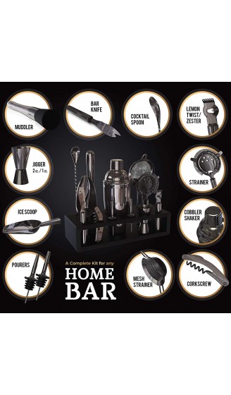 Highball & Chaser Barkeeper-Set mit Espresso-Bambus-Ständer in Rotguss-Optik Cocktail-Shaker mit Bar-Werkzeugen rostfreier Edelstahl - B0887QT2NT7