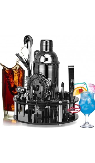 NaoSIn-Ni 20-teiliges Barkeeper-Set Edelstahl-Cocktail-Shaker-Set Bargeschirr-Werkzeug-Sets mit drehbarem Ständer Cocktail-Herstellungsset perfekt für Getränke-Mixen Geschenkset - B09WY4NX9BS