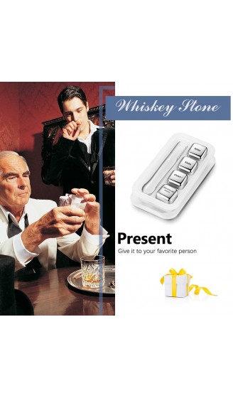 Personalisiertes Whiskey Stein Geschenkset für Männer Individuell graviertes Whiskey-Stein-Set mit 6 Whiskey Steinen Edelstahl Whisky Eiswürfel mit Eiszange für Vater Ehemann Jahrestag 4 PCS - B09TZW34G1I