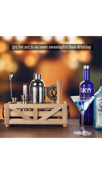 TJ.MOREE Barkeeper Kit mit Ständer perfekt für Home Bar Dekor 11-teiliges Cocktail-Set mit rustikalem Tablett und Holzmuddler für Mixgetränke - B08BLGVR39F