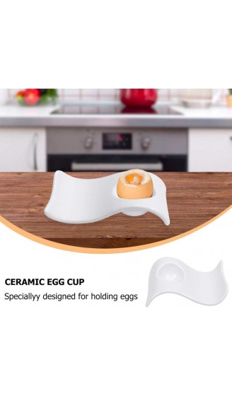 BESTonZON 4pcs Eierbecher Porzellan Keramik Ei Tasse Geschwungene eierhalter Cremeweiß Eierständer für Hart und Weichgekochten Eiern - B08XQBMLXBN