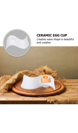 BESTonZON 4pcs Eierbecher Porzellan Keramik Ei Tasse Geschwungene eierhalter Cremeweiß Eierständer für Hart und Weichgekochten Eiern - B08XQBMLXBN