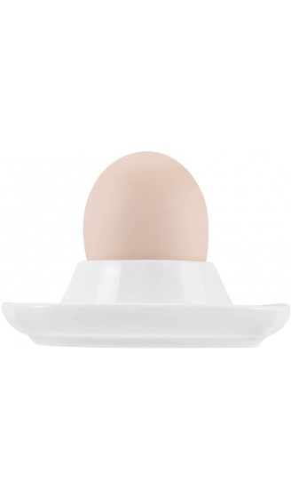 Flexzion Keramik Eierbecher Set 6er Porzellan Eierhalter mit Ablage Eierteller Eierplatte Eierbehälter Eierträger Eierständer für Zuhause Küche Kühlschrank Restaurant Frühstückset Weiß 6er Pack - B07XT8QKRXU