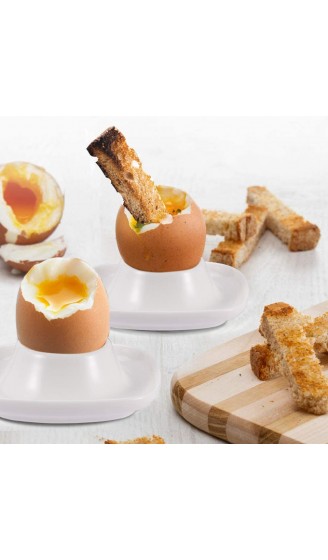 Flexzion Keramik Eierbecher Set 6er Porzellan Eierhalter mit Ablage Eierteller Eierplatte Eierbehälter Eierträger Eierständer für Zuhause Küche Kühlschrank Restaurant Frühstückset Weiß 6er Pack - B07XT8QKRXU