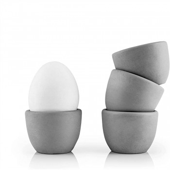 HEYNNA® Premium 4er Eierbecher Set aus robustem Beton graue Eierhalter im zeitlosen Design ⌀5cm - B07WM36CS9Q