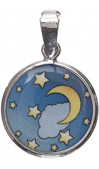Holyart Medaille Porzellan und Silber 925 Mond und Sternen 1.8cm - B09SVN1CYTY