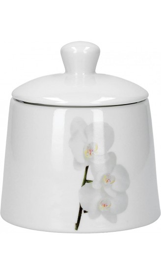 Van Well Vanda weiße Orchidee 2-TLG. Set Zuckerdose mit Deckel Ø 95 mm + Milchkännchen 220 ml Blumendekor edles Marken-Porzellan - B075K6TX2DN