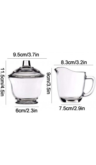 WENMENGWF Sauciere Glaszucker und Creamer-Kaffeeset-Kit transparente Glaszuckerschüssel mit Deckel Milchkrug 170ml 5.7oz Cremekanne mit Griff Soßenkanne - B09SFNHG7FE