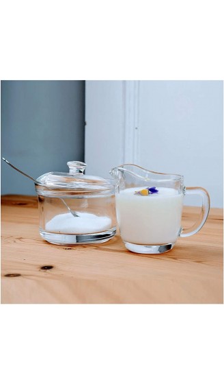 WENMENGWF Sauciere Glaszucker und Creamer-Kaffeeset-Kit transparente Glaszuckerschüssel mit Deckel Milchkrug 170ml 5.7oz Cremekanne mit Griff Soßenkanne - B09SFNHG7FE