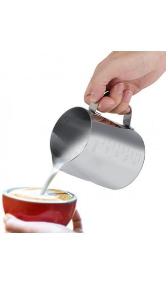 Milchkännchen Sahnekännchen Milchkanne Milch Aufschäumen Tasse Krug Edelstahl Espresso Kaffeetassen mit Maß 600ml Milch für Cappuccino und Latté - B07D8T77LK7