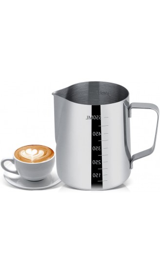 Milchkännchen Sahnekännchen Milchkanne Milch Aufschäumen Tasse Krug Edelstahl Espresso Kaffeetassen mit Maß 600ml Milch für Cappuccino und Latté - B07D8T77LK7