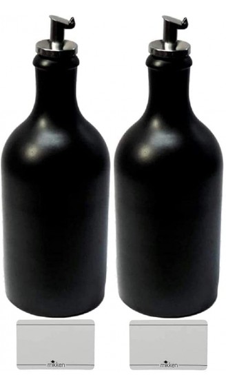 2 x Ölflasche 500 ml Ölspender Steingut Schwarz mit Ausgießer Made in Germany - B094D75XP7W