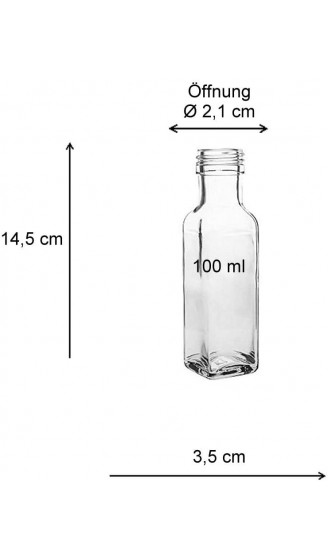 20 kleine Glasflaschen mit Schraubverschluss 100 ml zum Selbstbefüllen inkl. einem weißen Einfülltrichter Ø 5cm - B00F51PSVAR