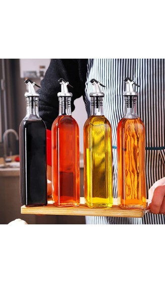 Aischens Essig und Öl Spender 4er Pack Olivenöl Spender Flasche Ölflasche mit Ausgießer Olivenöl Dispenser mit Anti-Schmutz Verschluss mit 2 Trichter für Küche Grill Pasta Salate und Backen - B094Q9RMMF2