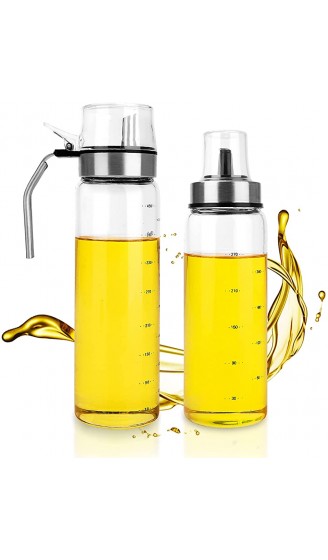Glas Ölspender 500ml + 300ml Ölspender aus Edelstahl und Glas Olivenöl Flasche Behälter Ölflasche mit klarer Skala geeignet für Öl Essig Olivenöl und Sojasauce - B08BY7G61PQ
