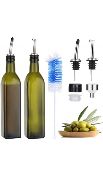 HOTOOLME Ölflasche Essig und Öl Spender Dunkelbraun Glas Olivenöl Flasche mit Flaschenausgießer Trichter und Reinigungsbürste 500ml für Grillen Kochen - B07HNK4ZJ8O