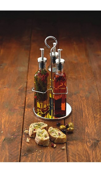 KitchenCraft World of Flavours Essig- Olivenölspenderflaschen mit Korb Glas Metall 4-teiliges Menage-Set - B0001IX1QQV