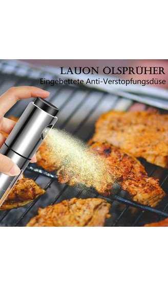 Lauon ÖlSprüher für Kochen,100ml Edelstahl Öl Dispenser für Air Fryer Küche Utensilien Ölflasche für Salat BBQ Backen Braten Grillen - B09Q52DPDJ9