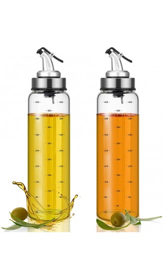 Öl Flaschen Ölflasche mit Ausgießer Olivenöl Essigspender Olivenölspender Menage Edelstahl Ausgießer für Küche und Grillparty 500ml x 2 - B0922FXRHF7