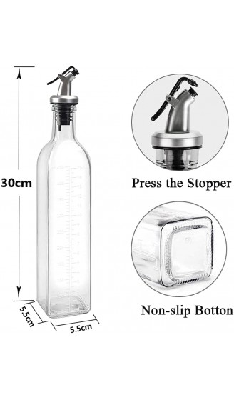 Ölflasche Essig- und Ölspender aus Glas mit Ausgießer Olivenöl Dispenser mit Anti-Schmutz Verschluss 500ml Auslaufsicher und Tropffrei für BBQ Grillen Kochen2 PCS - B08YJQY8ZDH