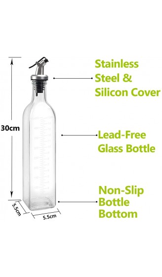 Showvigor Ölflasche 500ML Essig und Ölspender Set mit Trichter Antifouling-Abdeckung Etikett Olivenöl Flasche Behälter mit klarer Skala Glasflasche für Küche und BBQ - B08XMYPZMS6