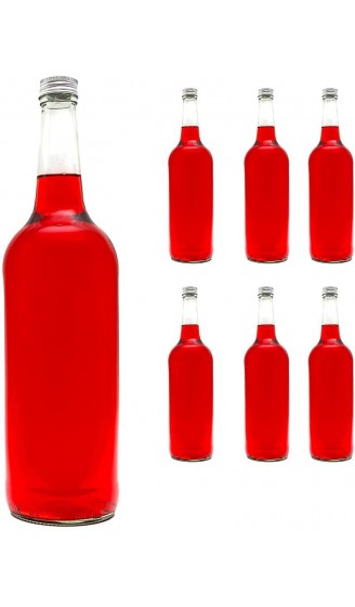 slkfactory 6 Leere Glasflaschen 700ml BOR Saftflaschen mit Schraubverschluss zum selbst Abfüllen 0,7 Liter l Likörflaschen Schnapsflaschen Essigflaschen Ölflaschen - B010K37KYKG