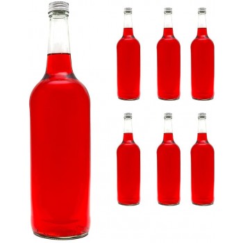 slkfactory 6 Leere Glasflaschen 700ml BOR Saftflaschen mit Schraubverschluss zum selbst Abfüllen 0,7 Liter l Likörflaschen Schnapsflaschen Essigflaschen Ölflaschen - B010K37KYKG