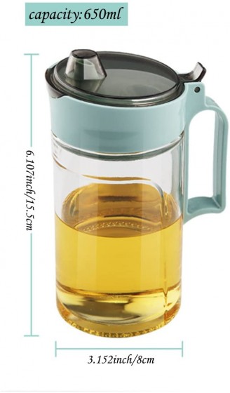 TENTA KITCHEN Olive Oil Vinegar Syrups Bottle Dispenser Cruet 22Oz Oil Bottle Glass with No Drip Plastic Bottle Spout and Protective Cap - B075FRS6389