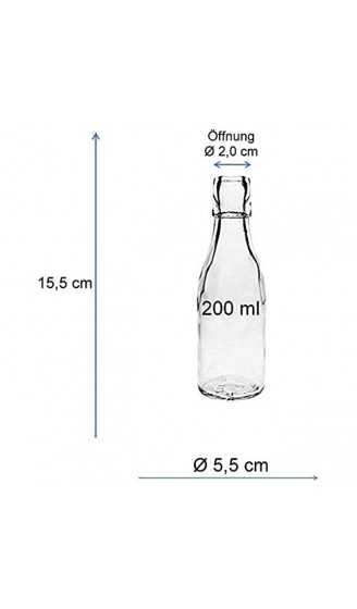 Viva Haushaltswaren 10 x kleine Glasflasche 200 ml mit Bügelverschluss aus Porzellan zum Befüllen als kleine Likörflasche & Saftflasche verwendbar inkl. Trichter Ø 7 cm - B00B7LBU1YA
