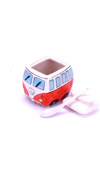 Camper Bus Zuckerdose Zucker Pott aus Keramik Farbe wählbar Rot Blau Grün Orange Rot - B00JN6HQV8L