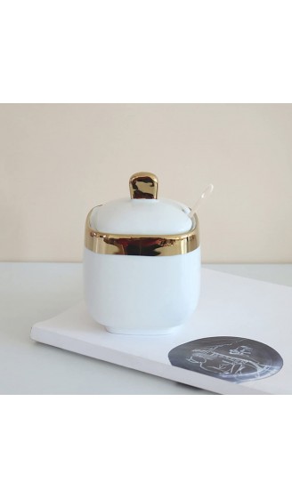 Cowhilan Home Küche Keramik Zuckerdose Gewürzbehälter Gewürzgläser mit Löffel & Deckel für Servieren von Zucker Salz Pfeffer Gewürz（11*8 CM 300ML） - B09JSBJTD1D