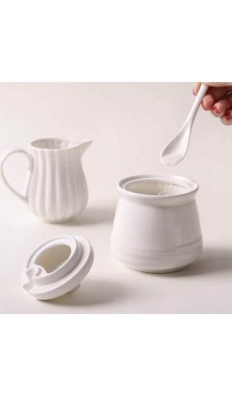 DOWAN Zuckerdose 590ML Zuckerdose mit Deckel und Löffel Porzellan Zuckerdose Salzbehälter Kaffeebarzubehör Weiß - B07RV9LH79H