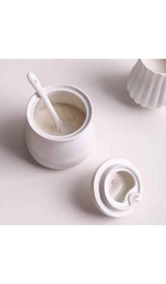 DOWAN Zuckerdose 590ML Zuckerdose mit Deckel und Löffel Porzellan Zuckerdose Salzbehälter Kaffeebarzubehör Weiß - B07RV9LH79H