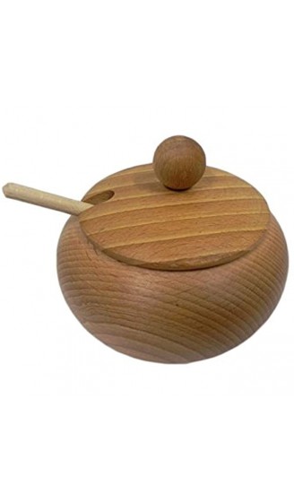 Große Zuckerdose aus Holz mit Deckel Ø 12,7 cm 12 cm + kleiner Holzlöffel - B083Y46JNLE