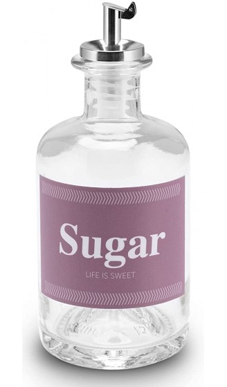 Lifestyle Lover Zuckerstreuer Glas 350ml Flasche Dosierer aus Edelstahl ideal für weißer brauner Zucker Kakao Sugar - B088MCB1C5E