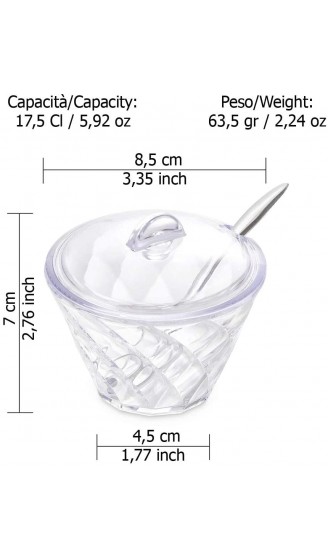 Omada Design Zuckerdose aus Durchsichtigen Acryl mit Löffel von 20 Cl Made in Italy Diamant-Effekt Stapelbar und Spülmaschinenfest Linea Diamond Transparent Farbe - B01MEC0JR6Z