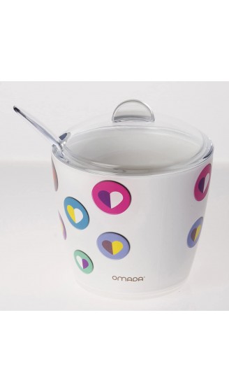 Omada Design Zuckerdose aus Kunststoff mit Löffel und Deckel Zuckerdose von 0,25 L 100gr Zucker Made in Italy Stapelbar und Spülmaschinenfest Linea Plexart Heart Color - B079YWWHYBR