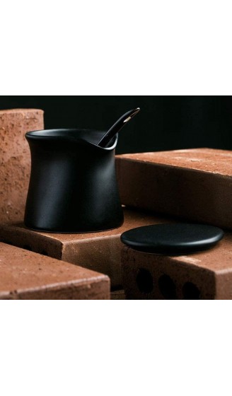 Qiuerte 1PCS 5ounce Zuckerdose mit Deckel und Löffel Keramk Multi Ceramics Sugar Bowl Gewürzbehälter Aufbewahrungscremeglas mit Deckel und Löffel für Haus und Küche schwarz - B08MTF4VQFL