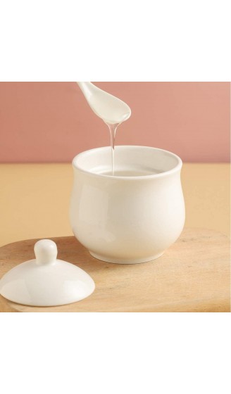 YOLIFE Weiße Simplicity Zuckerdosen aus Keramik Porzellan-Gewürztopf mit Deckel und Löffel - B089Q7HB8BG