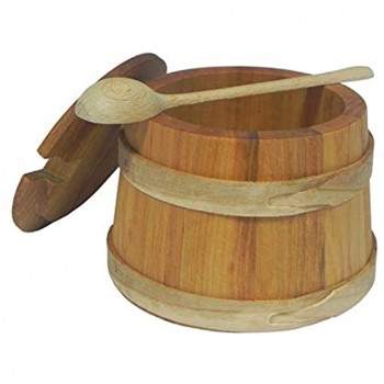 Zuckerdose aus Holz mit Deckel und Löffel 12 cm C04 - B084BZFRN54