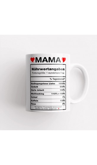 Becher für Mama mit lustigen Nährwertangaben. Originelles Geschenk zum Muttertag oder Geburtstag. Besondere Mama Kaffeetasse. - B09W2R38Q7W