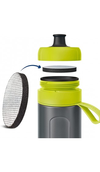 BRITA Wasserfilter-Flasche Active Lime Robuste Sport Trinkflasche mit Wasserfilter für unterwegs aus BPA-freiem Kunststoff – Zusammendrückbar - B01N1405U3H