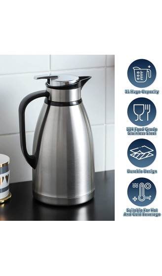 HOUSALE Thermoskanne Isolierkanne Kaffeekanne 3L 304 Edelstahl Doppelwand Vakuum Isolierte für Tee oder Kaffee Quick-Tip-System hält Getränke 24h Kalt & Warm - B09MF1WLYML