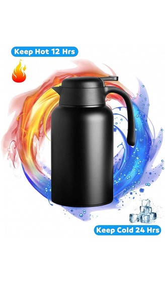 Luvan 2L Schwarz Thermoskanne 304 Edelstahl Doppelwand Vakuum Isolierte Kaffee Topf Kaffee Thermos Kaffee Plunger Saft Milch Tee Isolierung Topf - B07SFDFWYVD